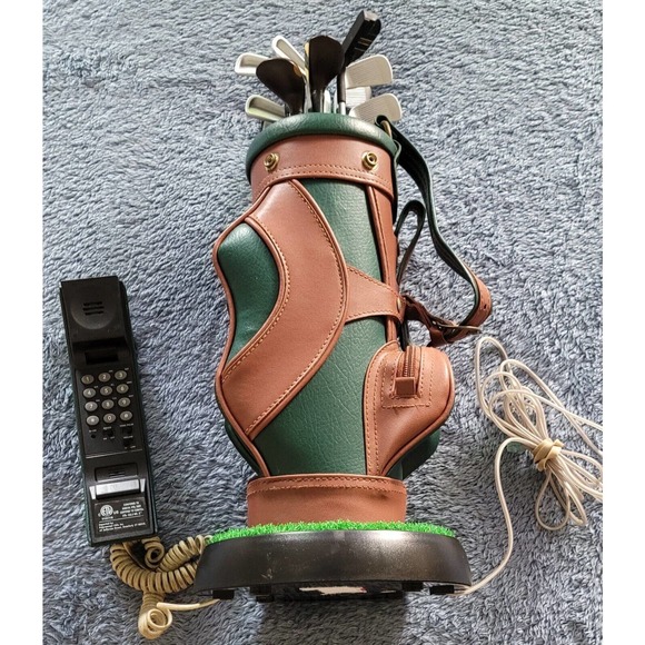 Vintage Leather Golf Bag‎ Landline Touch-Tone Phone / Not Tested - Picture 1 of 8